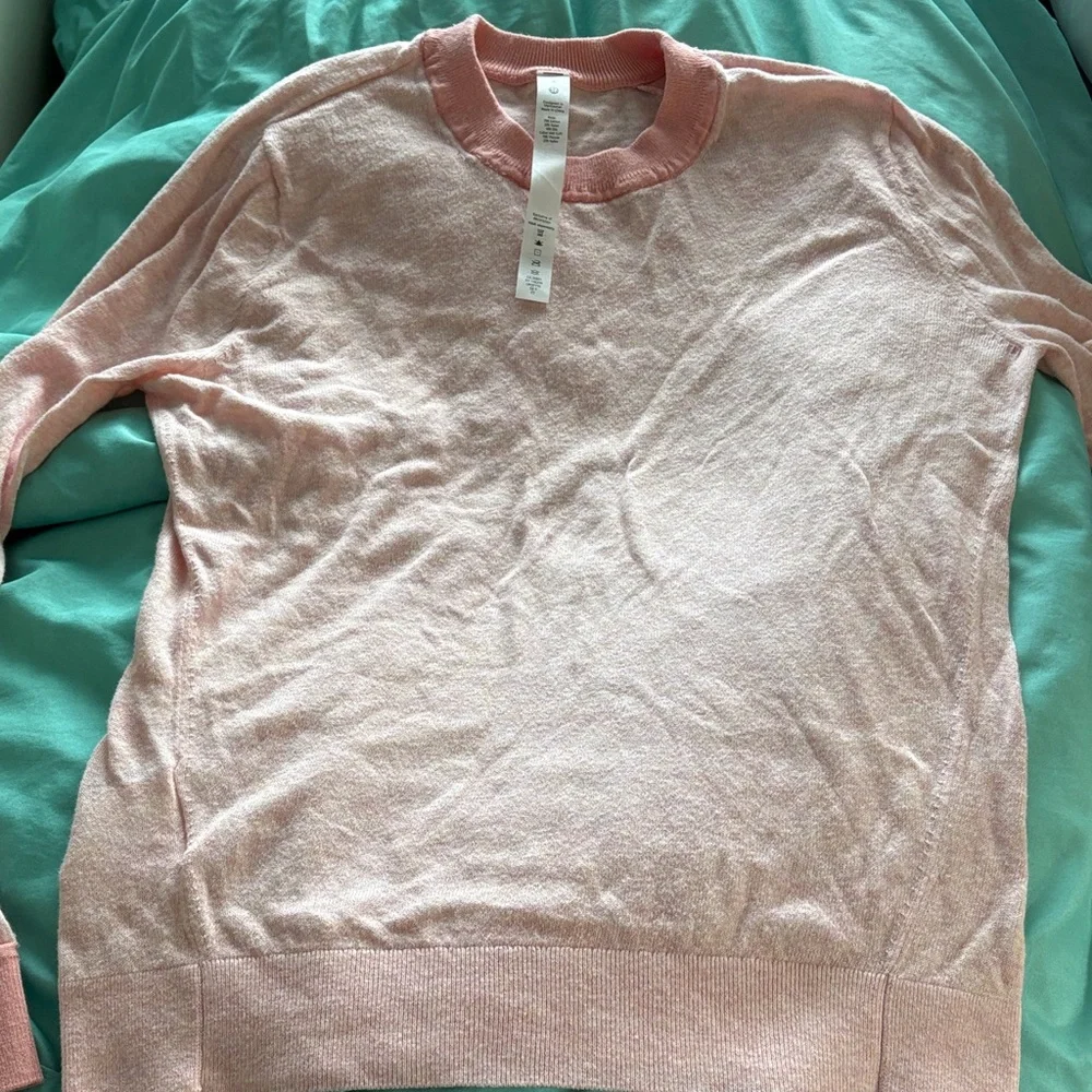 Lululemon Pink cotton, nylon silk lightweight sweater fitted cut. Beautiful - Picture 5 of 6